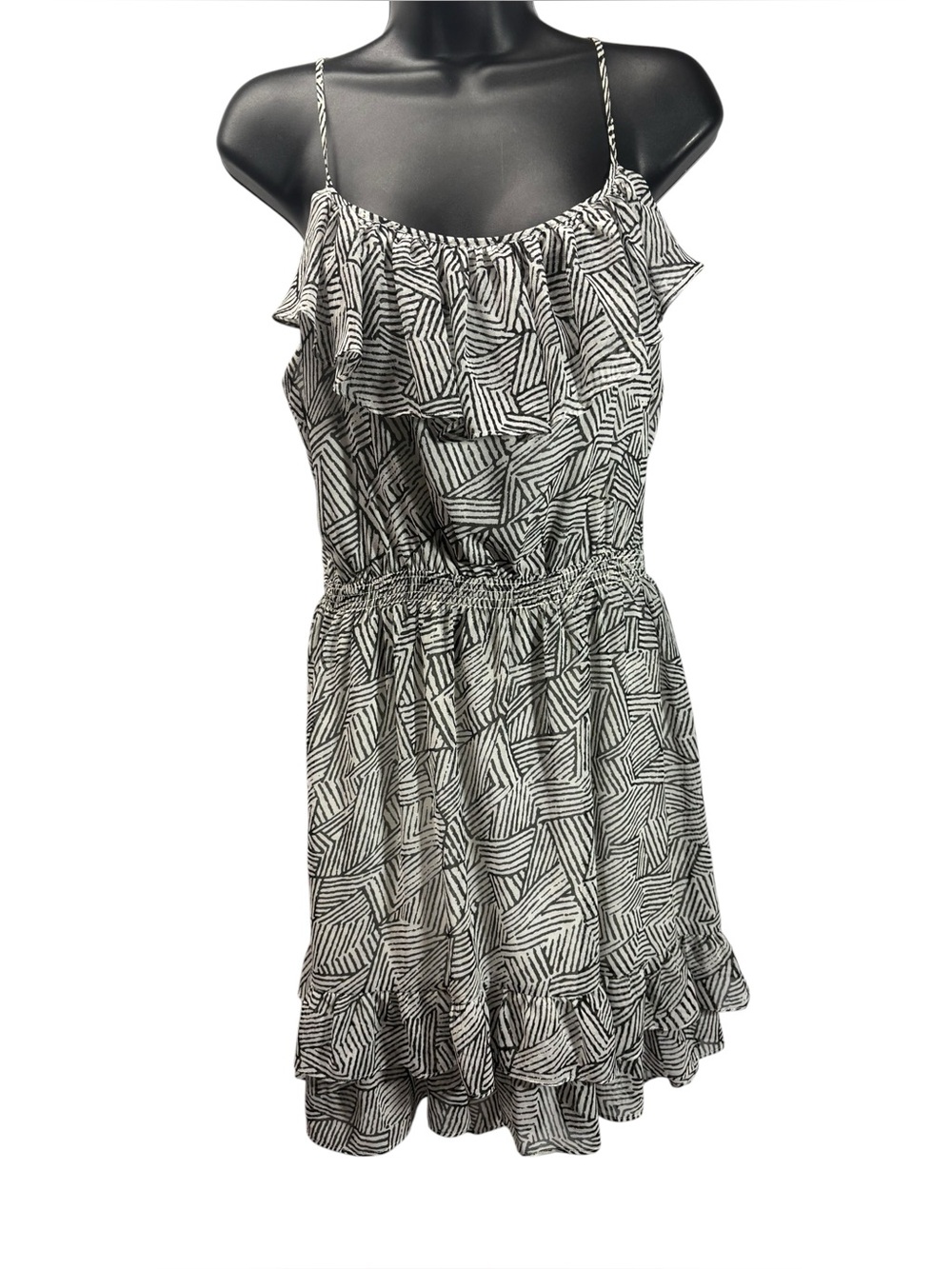 Victoria’s Secret Moda International Black & White Printed Ruffle Mini Dress